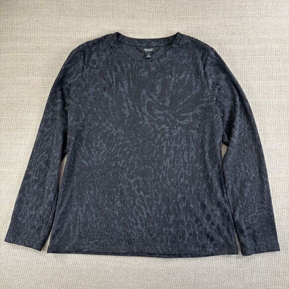 Black Lace Long Sleeve Top Mesh Layering Grunge Y2K Fairy Goth Simply Vera Small - Picture 1 of 5